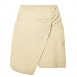 Women's Skirt Linen Skirts Basic Casual Mini High Waist Skirts Solid Colored Split Ends Casual Daily Weekend Wine Black Army Green Apricot Summer Cotton And Linen