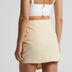 Women's Skirt Linen Skirts Basic Casual Mini High Waist Skirts Solid Colored Split Ends Casual Daily Weekend Wine Black Army Green Apricot Summer Cotton And Linen