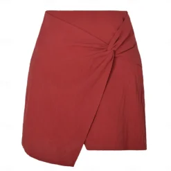 Women's Skirt Linen Skirts Basic Casual Mini High Waist Skirts Solid Colored Split Ends Casual Daily Weekend Wine Black Army Green Apricot Summer Cotton And Linen