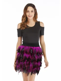 Women's Skirt Mini Skirts Color Block Solid Colored Carnival Party Fall & Winter Fashion Long Carnival Costumes Ladies Black Blue Purple Fuchsia