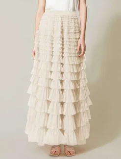 Women's Skirt Swing Tutu Maxi High Waist Skirts Pleated Solid Colored Street Daily Spring & Summer Elegant Fashion Casual Apricot Black Khaki Rose Red