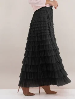 Women's Skirt Swing Tutu Maxi High Waist Skirts Pleated Solid Colored Street Daily Spring & Summer Elegant Fashion Casual Apricot Black Khaki Rose Red