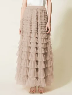 Women's Skirt Swing Tutu Maxi High Waist Skirts Pleated Solid Colored Street Daily Spring & Summer Elegant Fashion Casual Apricot Black Khaki Rose Red