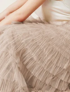 Women's Skirt Swing Tutu Maxi High Waist Skirts Pleated Solid Colored Street Daily Spring & Summer Elegant Fashion Casual Apricot Black Khaki Rose Red