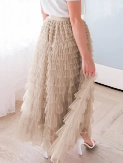 Women's Skirt Swing Tutu Maxi High Waist Skirts Pleated Solid Colored Street Daily Spring & Summer Elegant Fashion Casual Apricot Black Khaki Rose Red