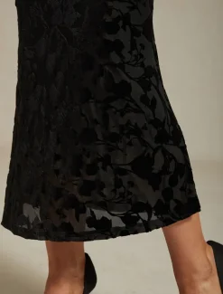 Women's Skirt Trumpet / Mermaid Elegant Vintage Maxi High Waist Skirts Stretchy Black Spring Velvet