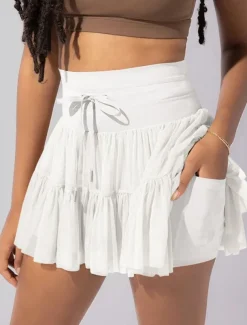 Women's Skirt Tutu Fashion Casual Mini High Waist Skirts Solid Colored Casual Daily Weekend Apricot Black White Pink Summer Polyester