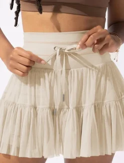 Women's Skirt Tutu Fashion Casual Mini High Waist Skirts Solid Colored Casual Daily Weekend Apricot Black White Pink Summer Polyester