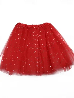 Women's Skirt Tutu Fashion Casual Shiny Mini High Waist Skirts Solid Colored Sparkle Tulle Vacation Date Black Yellow Pink Red Summer Tulle