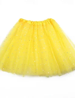 Women's Skirt Tutu Fashion Casual Shiny Mini High Waist Skirts Solid Colored Sparkle Tulle Vacation Date Black Yellow Pink Red Summer Tulle