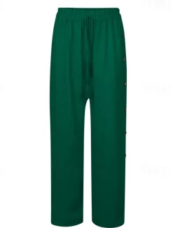 Women's Slacks Pants Trousers Casual Full Length Natural Plain Buckle Elastic Drawstring Design Outdoor Comfortable Holiday Daily Wear Weekend carmine Magenta Depression Green Grey Summer Regular Fit