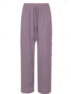 Women's Slacks Pants Trousers Casual Full Length Natural Plain Buckle Elastic Drawstring Design Outdoor Comfortable Holiday Daily Wear Weekend carmine Magenta Depression Green Grey Summer Regular Fit