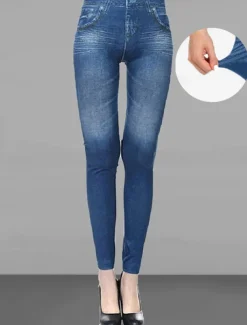 Women's Slim Pants Trousers Pocket High Cut High Waist Full Length Black Summer