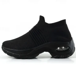 Women's Slip-On Air Cushion Walking Shoes - Breathable Knitted Athletic Sneakers for Comfort and Support, Ideal for Daily Use and Fitness Activities