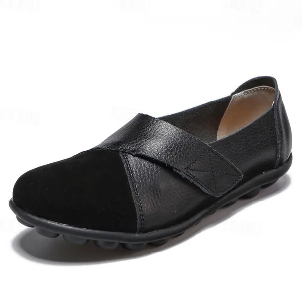 Women's Slip-on Loafers Round Toe Comfy Flat Shoes Casual Faux Leather Flats