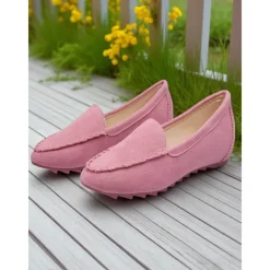 Women's Slip-On Loafers with Chain Stitch Detail – Soft Sole Casual Flats for Spring Walks, Office & Everyday Wear
