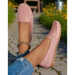 Women's Slip-On Moccasins with Decorative Flower – Soft Comfortable Loafers for Everyday, Casual Outings and Relaxing Walks