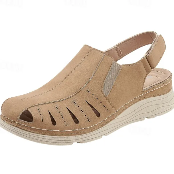 Women's Slip-Ons Orthopedic Sandals Outdoor Office Daily Low Heel Round Toe Closed Toe Casual Comfort PU Loafer Ankle Strap Black Brown Gray