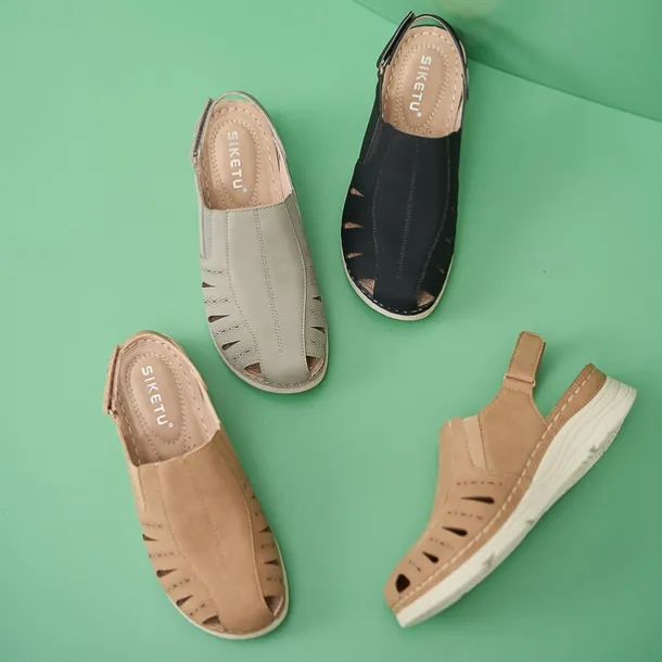 Women's Slip-Ons Orthopedic Sandals Outdoor Office Daily Low Heel Round Toe Closed Toe Casual Comfort PU Loafer Ankle Strap Black Brown Gray