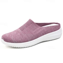 Women's Slip-Ons Plus Size Outdoor Daily Solid Color Summer Flat Heel Round Toe Classic Casual Minimalism Walking Tissage Volant Loafer G-BQ6 gray G-BQ6 black G-BQ6 purple