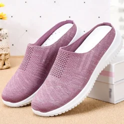 Women's Slip-Ons Plus Size Outdoor Daily Solid Color Summer Flat Heel Round Toe Classic Casual Minimalism Walking Tissage Volant Loafer G-BQ6 gray G-BQ6 black G-BQ6 purple