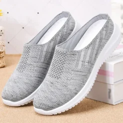 Women's Slip-Ons Plus Size Outdoor Daily Solid Color Summer Flat Heel Round Toe Classic Casual Minimalism Walking Tissage Volant Loafer G-BQ6 gray G-BQ6 black G-BQ6 purple