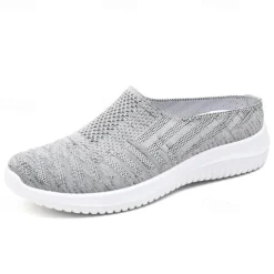 Women's Slip-Ons Plus Size Outdoor Daily Solid Color Summer Flat Heel Round Toe Classic Casual Minimalism Walking Tissage Volant Loafer G-BQ6 gray G-BQ6 black G-BQ6 purple