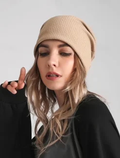 Women's Slouchy Beanie Hat with Textured Knit Design, Casual Lightweight Cap for Autumn and Winter Fashion