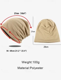 Women's Slouchy Beanie Hat with Textured Knit Design, Casual Lightweight Cap for Autumn and Winter Fashion