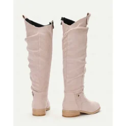 Women's Slouchy Suede Knee-High Boots with Buckle - Casual Flat Heel for Everyday & Fall Fashion