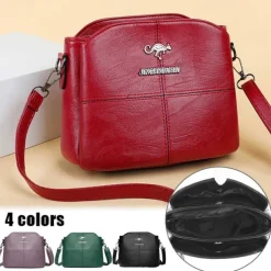 Women's Small Red Faux Leather Crossbody Bag – Minimalist Shoulder Purse with Adjustable Strap for Casual Outings and Daily Use