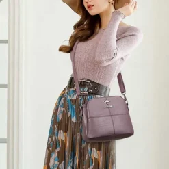 Women's Small Red Faux Leather Crossbody Bag – Minimalist Shoulder Purse with Adjustable Strap for Casual Outings and Daily Use