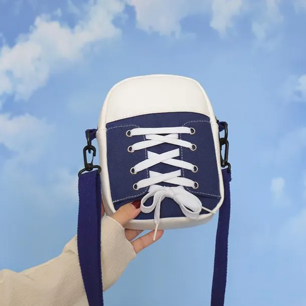 Women's Sneaker-Inspired Crossbody Bag – Casual Canvas Shoulder Purse with Lace-Up Design for Teens and Street Style Outfits