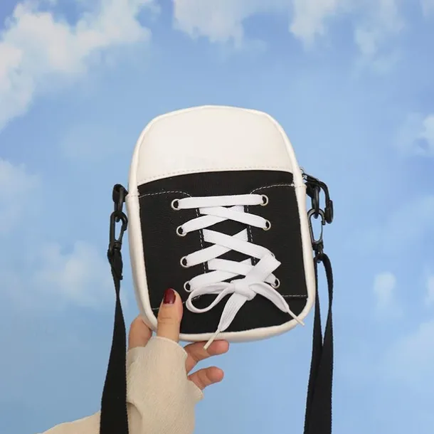 Women's Sneaker-Inspired Crossbody Bag – Casual Canvas Shoulder Purse with Lace-Up Design for Teens and Street Style Outfits