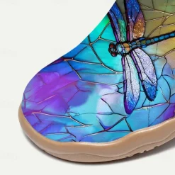 Women's Sneakers Flats Slip-Ons Print Shoes Slip-on Sneakers Daily Travel Painting Insect Flat Heel Vacation Casual Comfort Canvas Loafer Blue