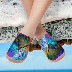 Women's Sneakers Flats Slip-Ons Print Shoes Slip-on Sneakers Daily Travel Painting Insect Flat Heel Vacation Casual Comfort Canvas Loafer Blue