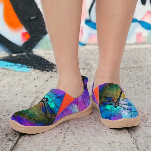 Women's Sneakers Flats Slip-Ons Print Shoes Slip-on Sneakers Daily Travel Painting Insect Flat Heel Vacation Casual Comfort Canvas Loafer Blue