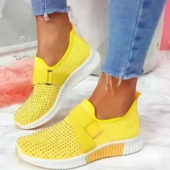 Women's Sneakers Slip-Ons Plus Size Flyknit Shoes White Shoes Outdoor Daily Flat Heel Round Toe Sporty Casual Minimalism Running Tissage Volant Loafer Light Blue Black White