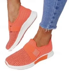 Women's Sneakers Slip-Ons Plus Size Flyknit Shoes White Shoes Outdoor Daily Flat Heel Round Toe Sporty Casual Minimalism Running Tissage Volant Loafer Light Blue Black White