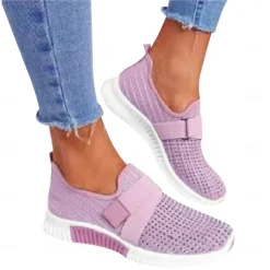 Women's Sneakers Slip-Ons Plus Size Flyknit Shoes White Shoes Outdoor Daily Flat Heel Round Toe Sporty Casual Minimalism Running Tissage Volant Loafer Light Blue Black White