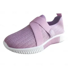 Women's Sneakers Slip-Ons Plus Size Flyknit Shoes White Shoes Outdoor Daily Flat Heel Round Toe Sporty Casual Minimalism Running Tissage Volant Loafer Light Blue Black White