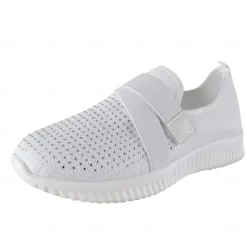 Women's Sneakers Slip-Ons Plus Size Flyknit Shoes White Shoes Outdoor Daily Flat Heel Round Toe Sporty Casual Minimalism Running Tissage Volant Loafer Light Blue Black White