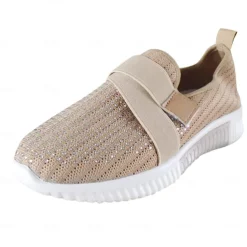 Women's Sneakers Slip-Ons Plus Size Flyknit Shoes White Shoes Outdoor Daily Flat Heel Round Toe Sporty Casual Minimalism Running Tissage Volant Loafer Light Blue Black White