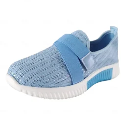 Women's Sneakers Slip-Ons Plus Size Flyknit Shoes White Shoes Outdoor Daily Flat Heel Round Toe Sporty Casual Minimalism Running Tissage Volant Loafer Light Blue Black White