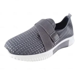 Women's Sneakers Slip-Ons Plus Size Flyknit Shoes White Shoes Outdoor Daily Flat Heel Round Toe Sporty Casual Minimalism Running Tissage Volant Loafer Light Blue Black White