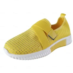 Women's Sneakers Slip-Ons Plus Size Flyknit Shoes White Shoes Outdoor Daily Flat Heel Round Toe Sporty Casual Minimalism Running Tissage Volant Loafer Light Blue Black White