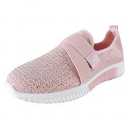 Women's Sneakers Slip-Ons Plus Size Flyknit Shoes White Shoes Outdoor Daily Flat Heel Round Toe Sporty Casual Minimalism Running Tissage Volant Loafer Light Blue Black White