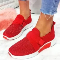 Women's Sneakers Slip-Ons Plus Size Flyknit Shoes White Shoes Outdoor Daily Flat Heel Round Toe Sporty Casual Minimalism Running Tissage Volant Loafer Light Blue Black White