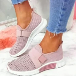 Women's Sneakers Slip-Ons Plus Size Flyknit Shoes White Shoes Outdoor Daily Flat Heel Round Toe Sporty Casual Minimalism Running Tissage Volant Loafer Light Blue Black White