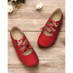 Women's Soft Faux Leather Barefoot Shoes with Adjustable Straps – Lightweight and Flexible Casual Flats